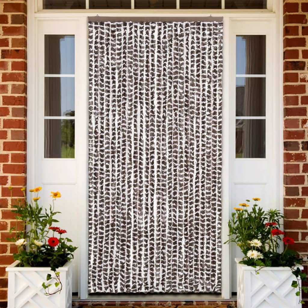 vidaXL Vliegengordijn 90x220 cm chenille beige en lichtbruin