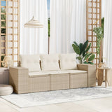 vidaXL 3-delige Loungeset met kussens poly rattan zwart