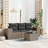 vidaXL 3-delige Loungeset met kussens poly rattan zwart