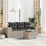 vidaXL 3-delige Loungeset met kussens poly rattan zwart