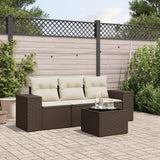 vidaXL 3-delige Loungeset met kussens poly rattan zwart