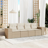 vidaXL 4-delige Loungeset met kussens poly rattan zwart
