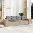 vidaXL 4-delige Loungeset met kussens poly rattan zwart