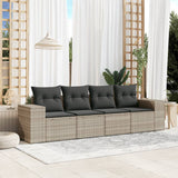 vidaXL 4-delige Loungeset met kussens poly rattan zwart