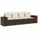 vidaXL 4-delige Loungeset met kussens poly rattan zwart