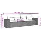 vidaXL 4-delige Loungeset met kussens poly rattan zwart
