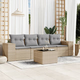 vidaXL 4-delige Loungeset met kussens poly rattan zwart