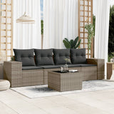 vidaXL 4-delige Loungeset met kussens poly rattan zwart