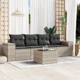 vidaXL 4-delige Loungeset met kussens poly rattan zwart