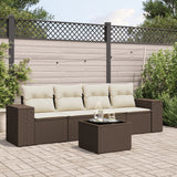vidaXL 4-delige Loungeset met kussens poly rattan zwart