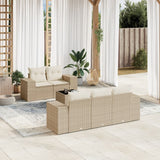 vidaXL 6-delige Loungeset met kussens poly rattan zwart