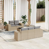 vidaXL 6-delige Loungeset met kussens poly rattan zwart