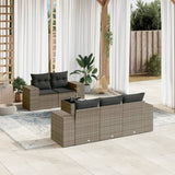 vidaXL 6-delige Loungeset met kussens poly rattan zwart