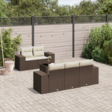 vidaXL 6-delige Loungeset met kussens poly rattan zwart
