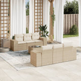 vidaXL 7-delige Loungeset met kussens poly rattan zwart