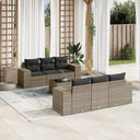 vidaXL 7-delige Loungeset met kussens poly rattan zwart