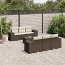 vidaXL 7-delige Loungeset met kussens poly rattan zwart