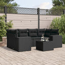 vidaXL 7-delige Loungeset met kussens poly rattan zwart