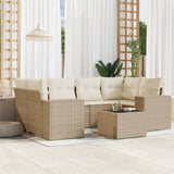 vidaXL 7-delige Loungeset met kussens poly rattan zwart