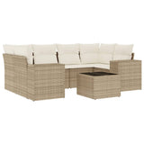 vidaXL 7-delige Loungeset met kussens poly rattan zwart