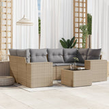 vidaXL 7-delige Loungeset met kussens poly rattan zwart