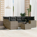 vidaXL 7-delige Loungeset met kussens poly rattan zwart