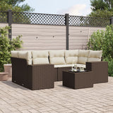 vidaXL 7-delige Loungeset met kussens poly rattan zwart