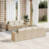 vidaXL 8-delige Loungeset met kussens poly rattan zwart