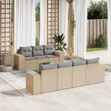 vidaXL 8-delige Loungeset met kussens poly rattan zwart