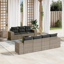 vidaXL 8-delige Loungeset met kussens poly rattan zwart