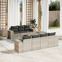 vidaXL 8-delige Loungeset met kussens poly rattan zwart