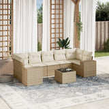 vidaXL 8-delige Loungeset met kussens poly rattan zwart