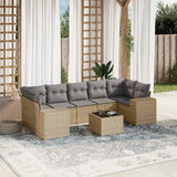 vidaXL 8-delige Loungeset met kussens poly rattan zwart
