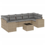 vidaXL 8-delige Loungeset met kussens poly rattan zwart
