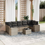 vidaXL 8-delige Loungeset met kussens poly rattan zwart