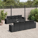 vidaXL 9-delige Loungeset met kussens poly rattan zwart