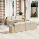 vidaXL 9-delige Loungeset met kussens poly rattan zwart