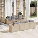 vidaXL 9-delige Loungeset met kussens poly rattan zwart