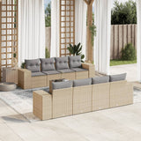 vidaXL 9-delige Loungeset met kussens poly rattan zwart