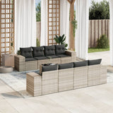vidaXL 9-delige Loungeset met kussens poly rattan zwart