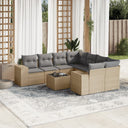 vidaXL 9-delige Loungeset met kussens poly rattan zwart