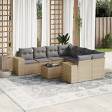 vidaXL 9-delige Loungeset met kussens poly rattan zwart