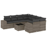 vidaXL 9-delige Loungeset met kussens poly rattan zwart