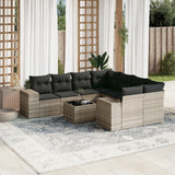 vidaXL 9-delige Loungeset met kussens poly rattan zwart