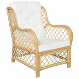 vidaXL Chair with Cushion Natural Rattan and Linen