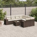 vidaXL 9-delige Loungeset met kussens poly rattan zwart