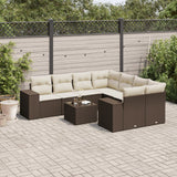 vidaXL 9-delige Loungeset met kussens poly rattan zwart