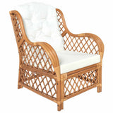 vidaXL Chair with Cushion Natural Rattan and Linen