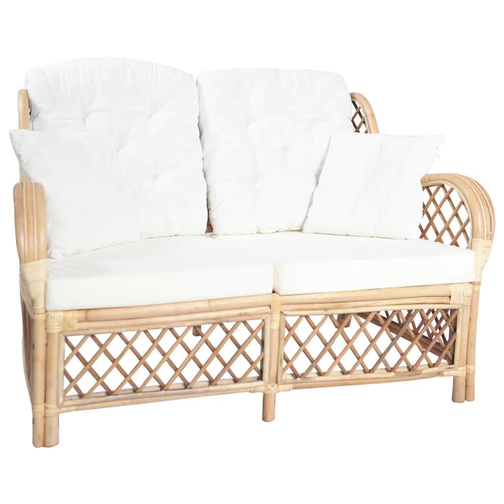 vidaXL Chair with Cushion Natural Rattan and Linen