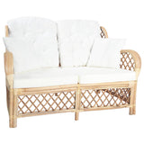 vidaXL Chair with Cushion Natural Rattan and Linen